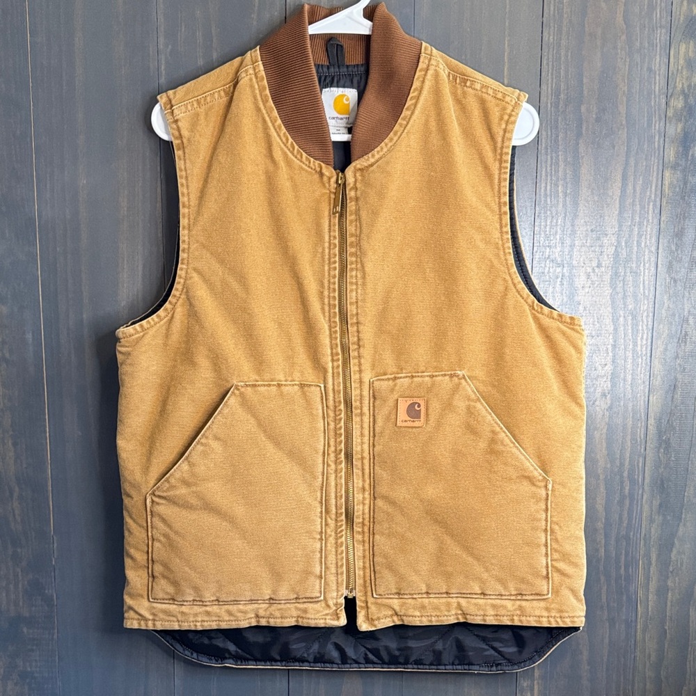 Carhartt Men's Brown Work Vest Quilted Inside Outdoor Medium